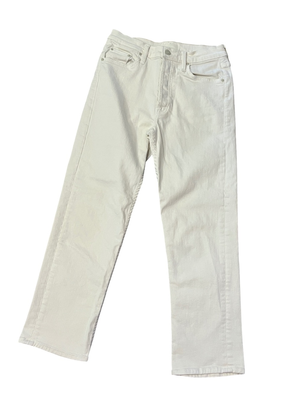 MOTHER The Tomcat Jeans Size 27 Cream Puffs White High Rise Straight Denim